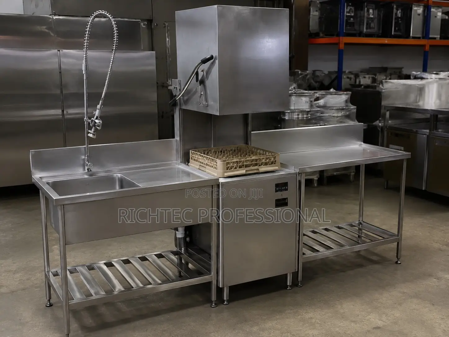 Commercial Hood-Type Dishwasher Station