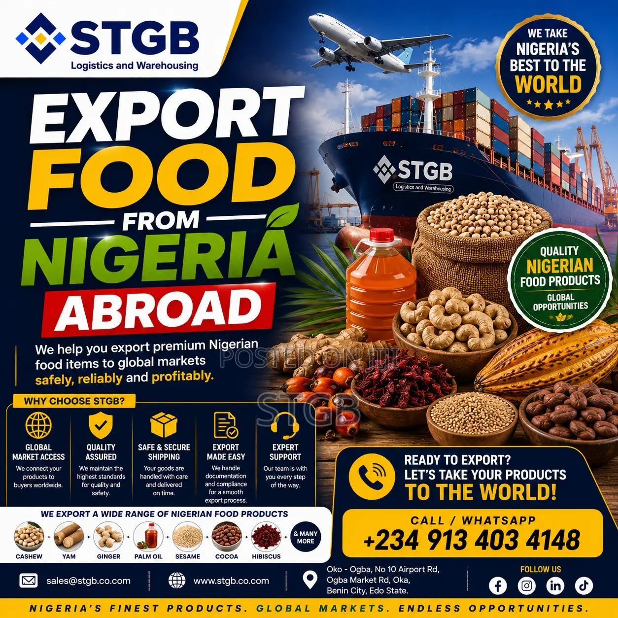 Food Export From Nigeria – Fast Reliable Shipping