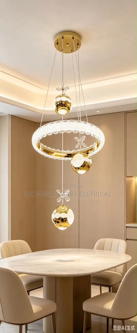Modern Dining Room Led Chandelier Round Minimalist Linear Nordic