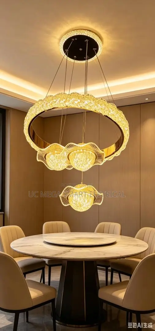 LED Rope Chandelier Crystal Lamp for Living Room Cristal Lustre