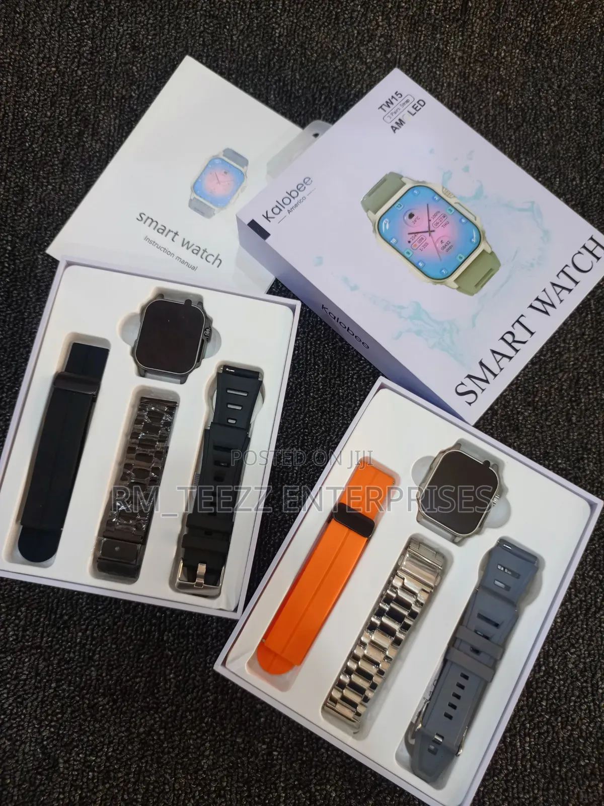 TW15 AMOLED Smart Watch With 3 Pairs of Straps