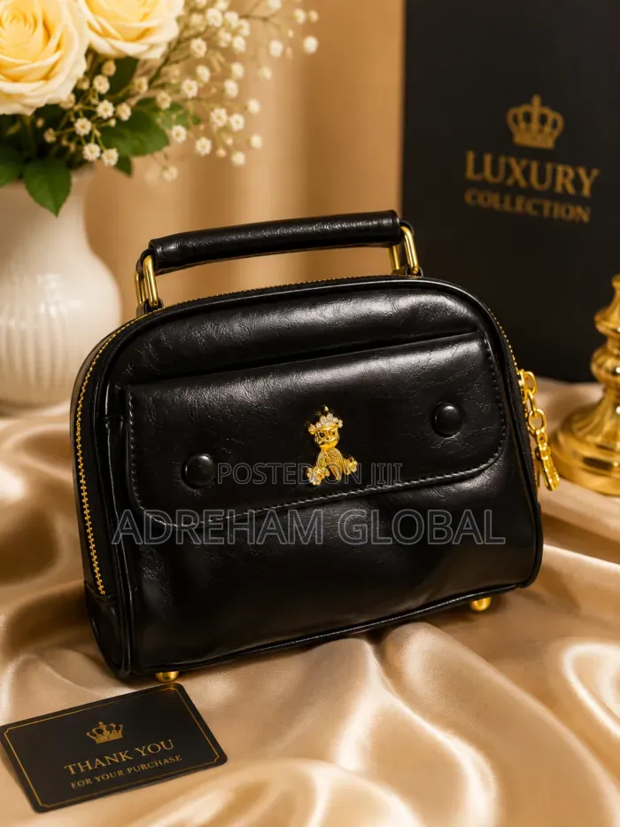 Cute Teddy Bear Logo Leather Bag