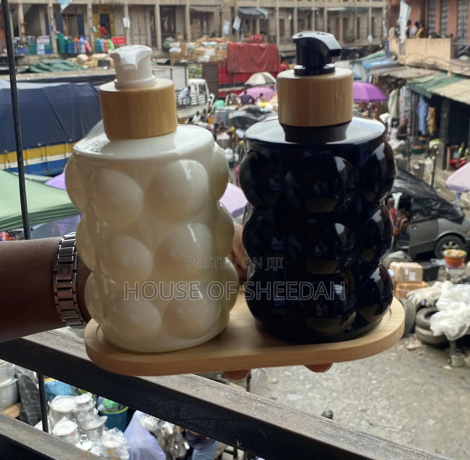 500ml Bubble Texture Glass 2-in-1 Liquid Dispenser Set