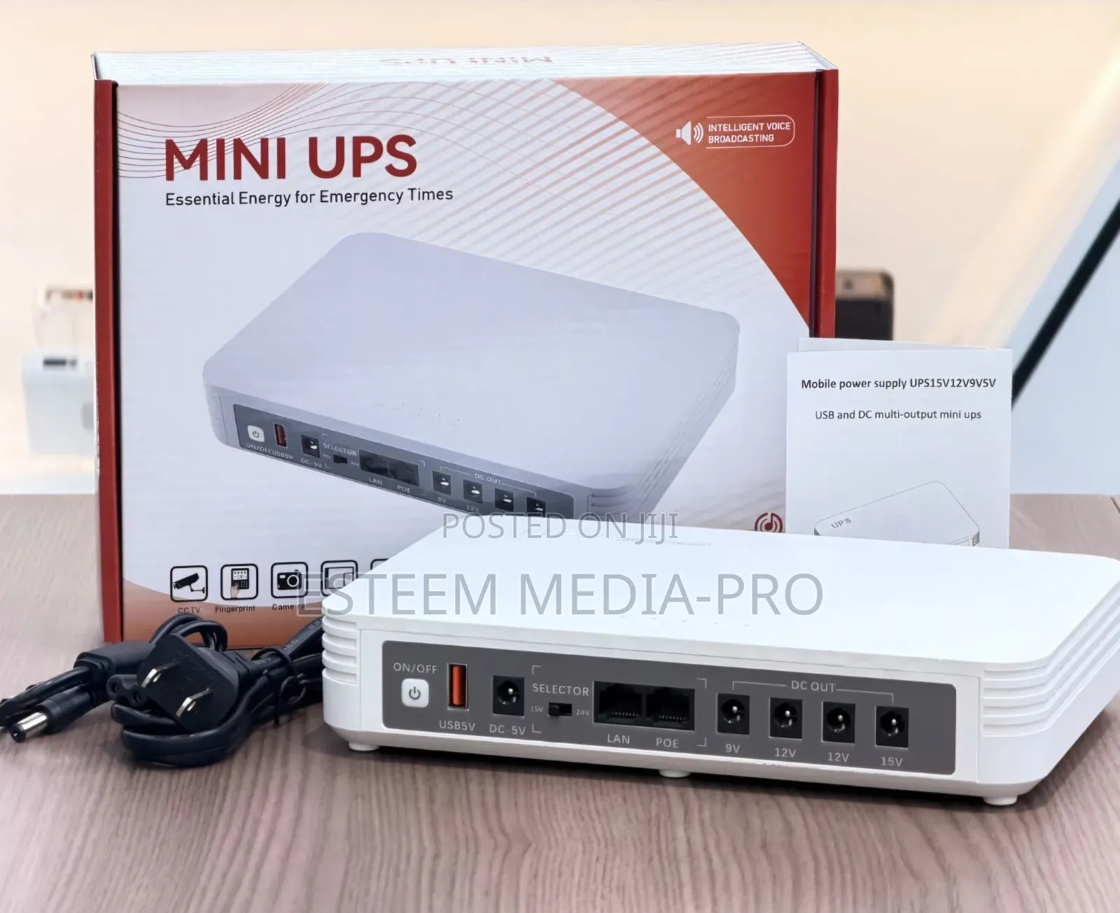 Qx-707 Black Mini Ups With Poe Supports and Lan Port 20,000mah