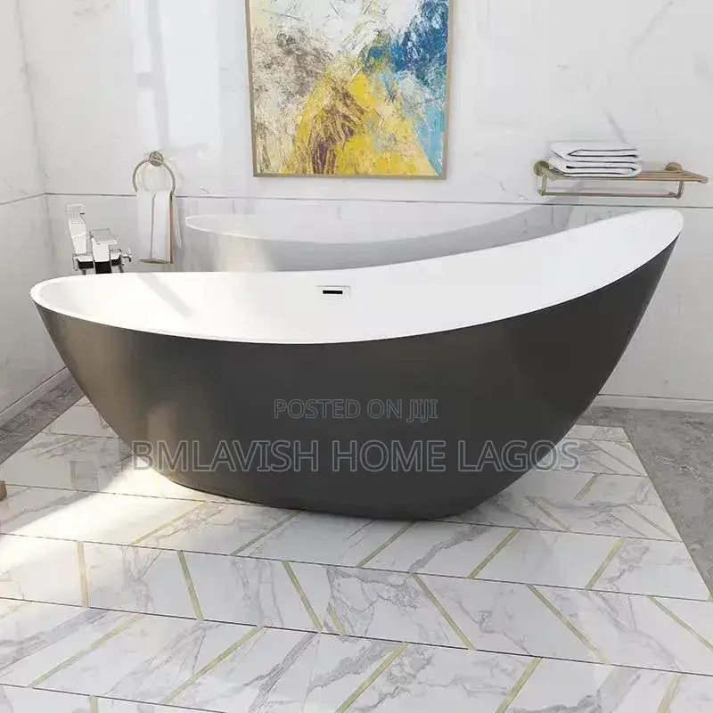 Black and White Freestanding Bathtub 180cm