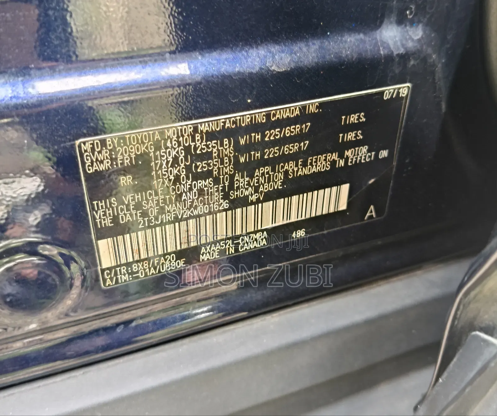 Toyota RAV4 XLE FWD 2020 Blue