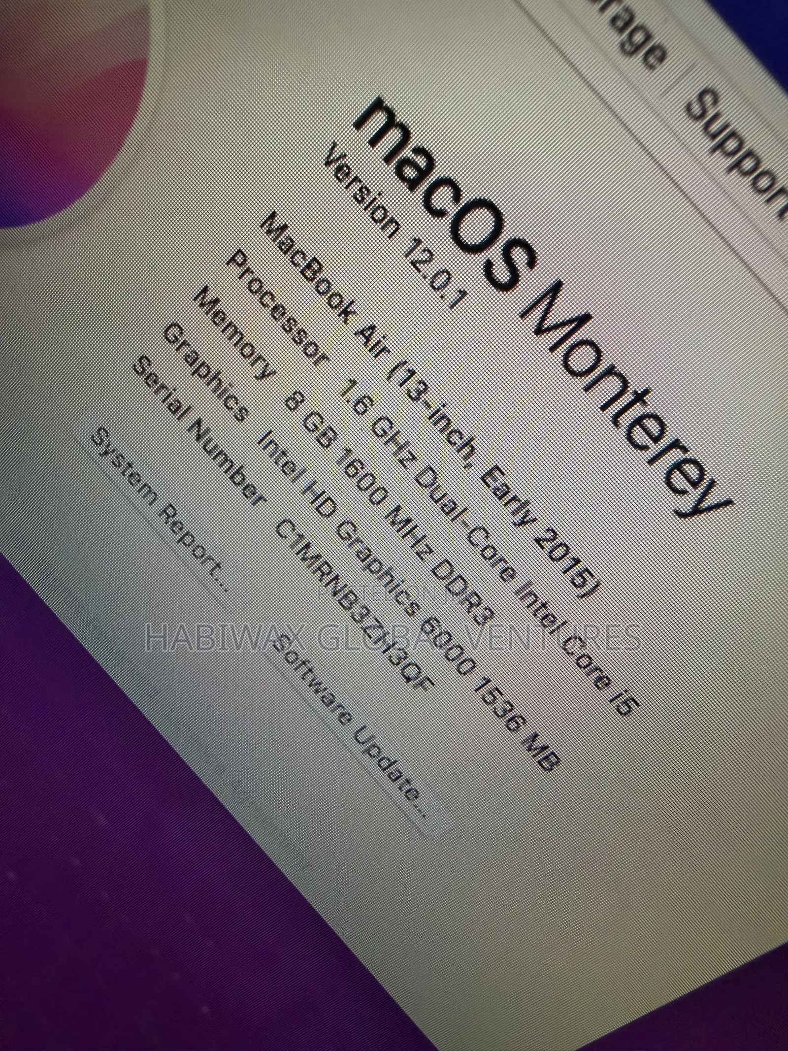 Laptop Apple MacBook Air 2015 8GB Intel Core i5 SSD 256GB