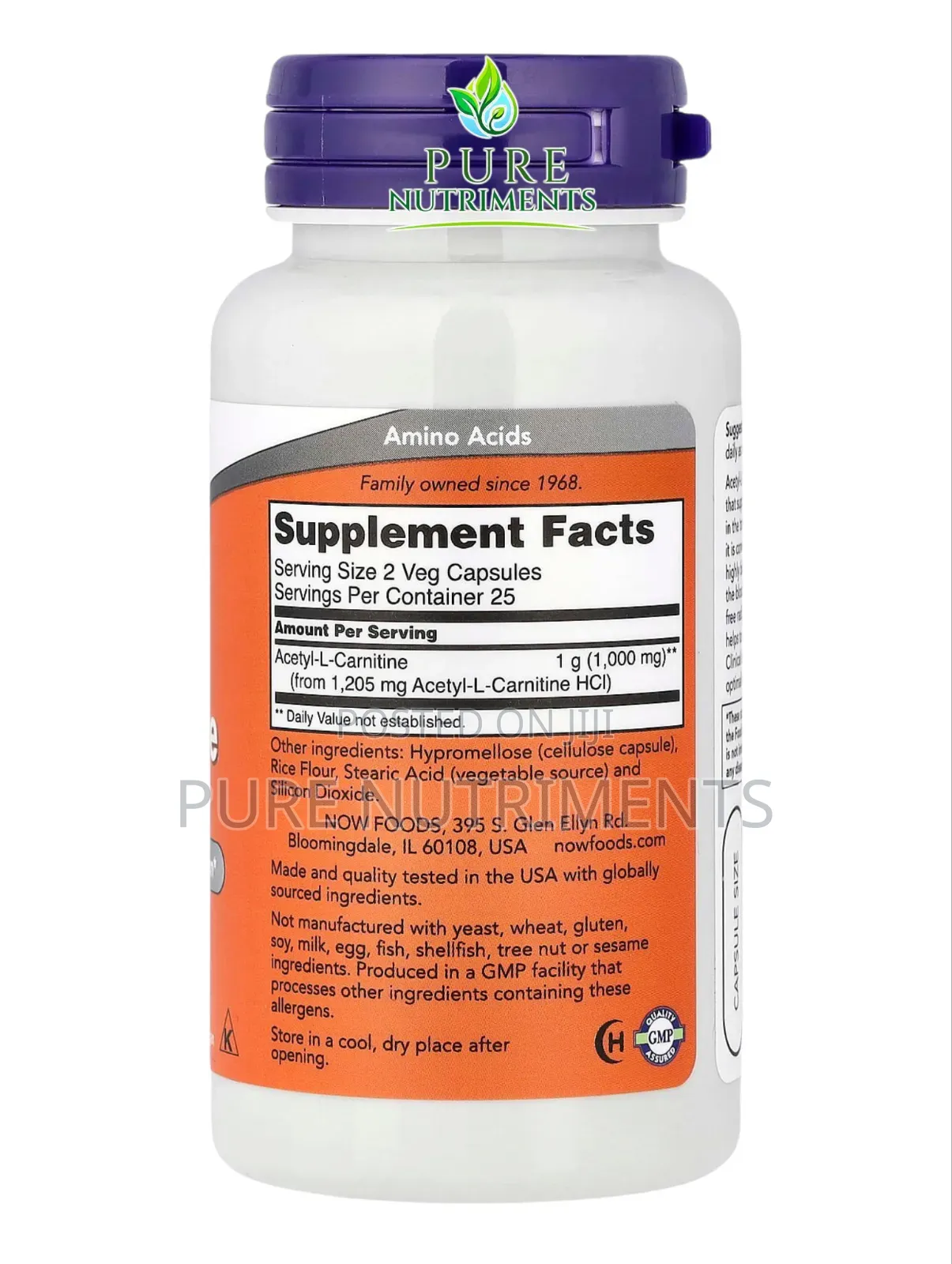 NOW Foods Acetyl-L-Carnitine 500mg 50 Veg Caps_ Brain Energy Booster
