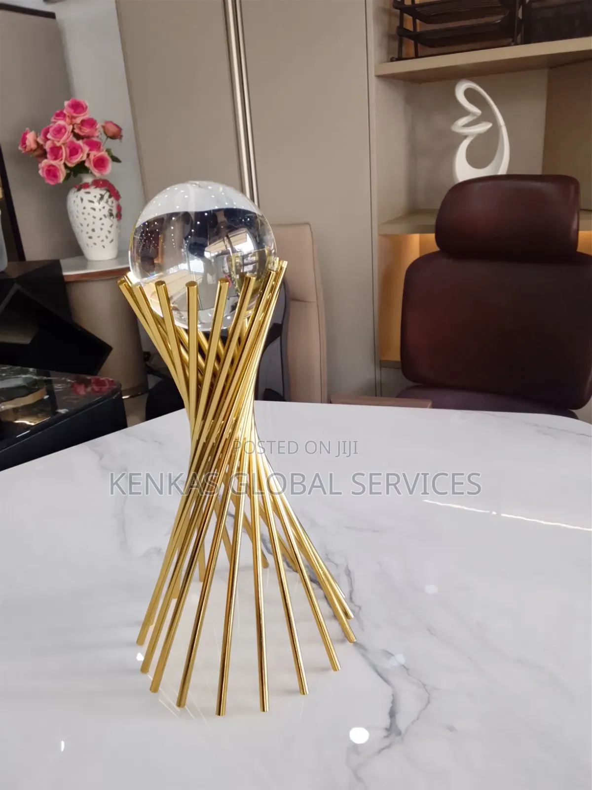 Luxury Gold Crystal Orb Decorative Sculpture
