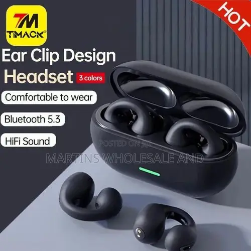 Timack T75 Wireless Earbuds Feature a Matte Black Ear-Clip Design