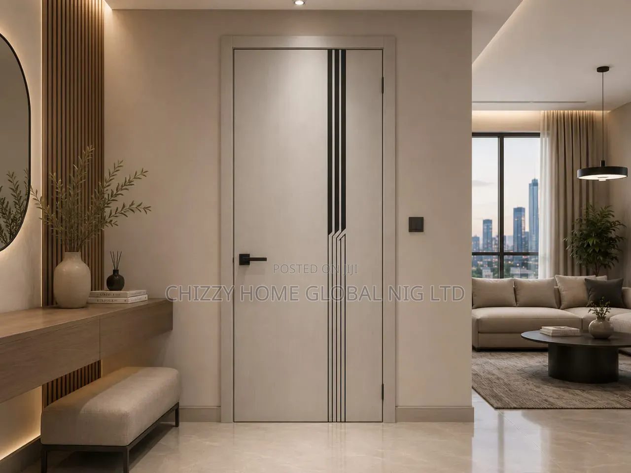 Stylish Soundproof 7ft by 3ft HDF Interior Room Door
