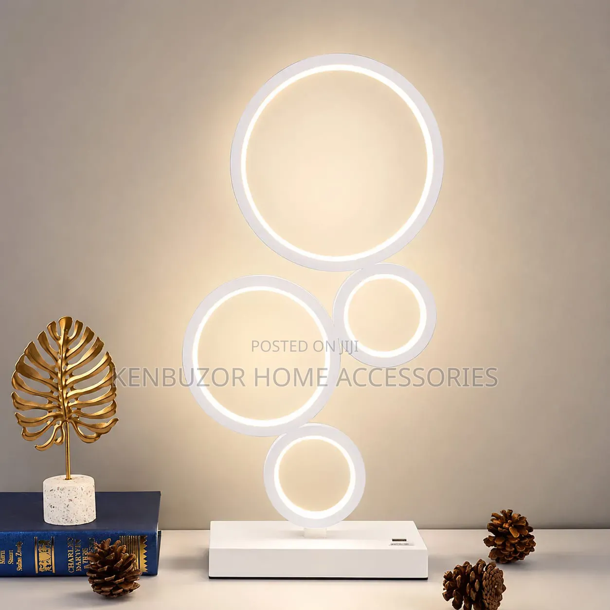 In Black, Gold, and White. Portable Modern Design Table Lamp Light