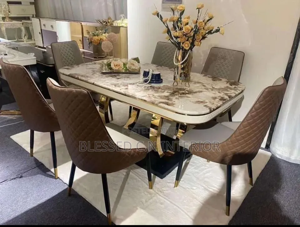 High Quality Dinning Table Set, Marble Top,by 6 Seater