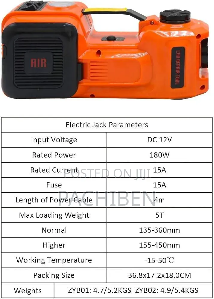 Electric Car Jack 5 Ton 12V Hydraulic Car Jack With Tyre Inflator Pump