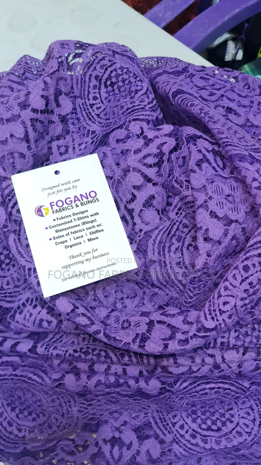 Purple Chàntily Net Lace Fabric