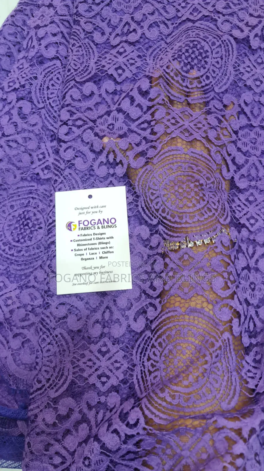Purple Chàntily Net Lace Fabric