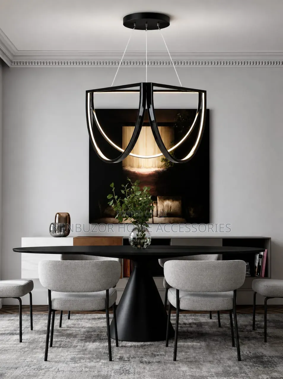 In Black and Gold. 500mm Modern Sleek Luxury Design Light Chandelier