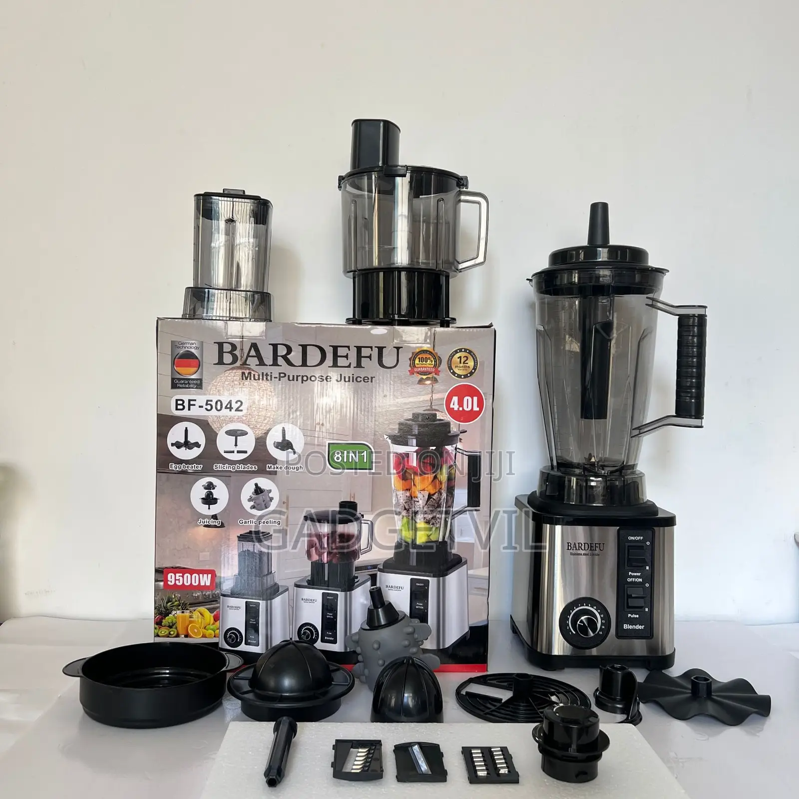 8 in 1 4L Stainless Steel Food Processing Blender