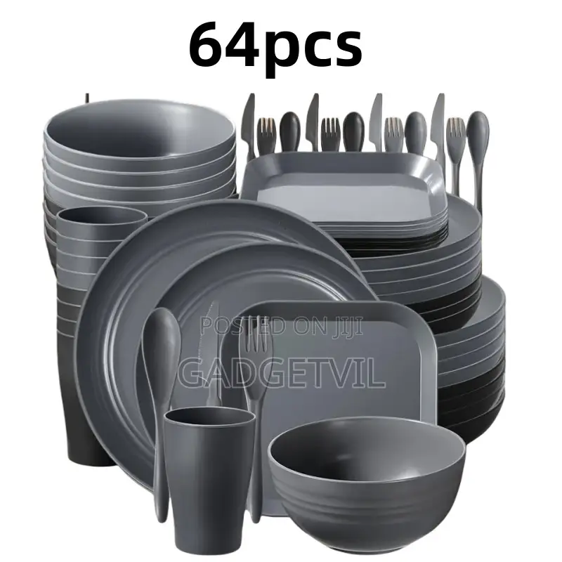 Household Plastic PP Plate Bowl, Cup, Knife, Fork, Spoon and Dish Set