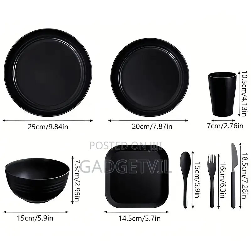 Household Plastic PP Plate Bowl, Cup, Knife, Fork, Spoon and Dish Set