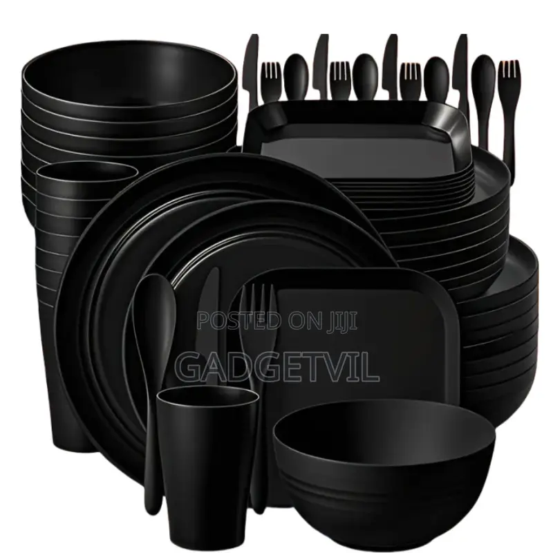 Household Plastic PP Plate Bowl, Cup, Knife, Fork, Spoon and Dish Set