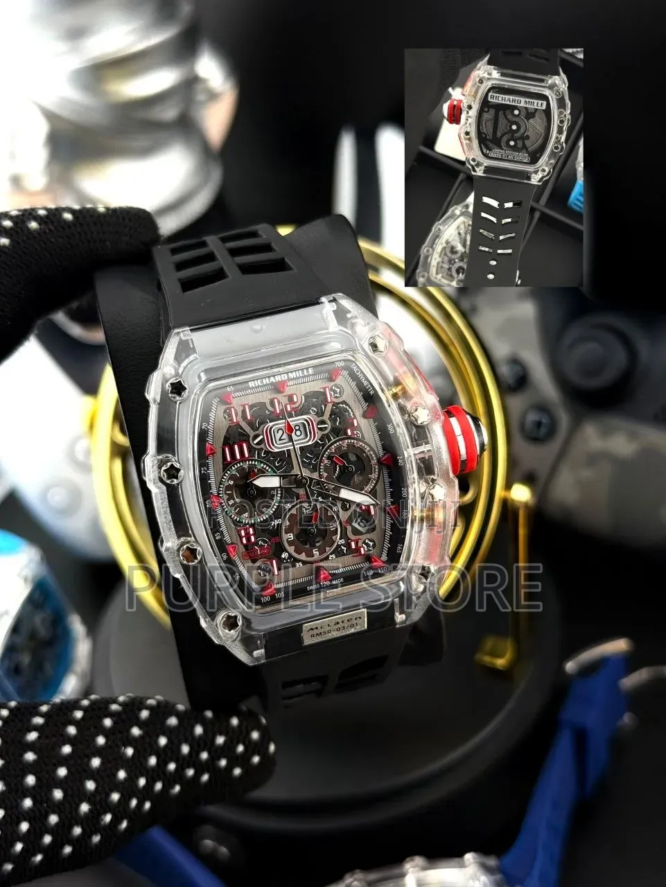 Richard Mille Chronograph Transparent Back Watches