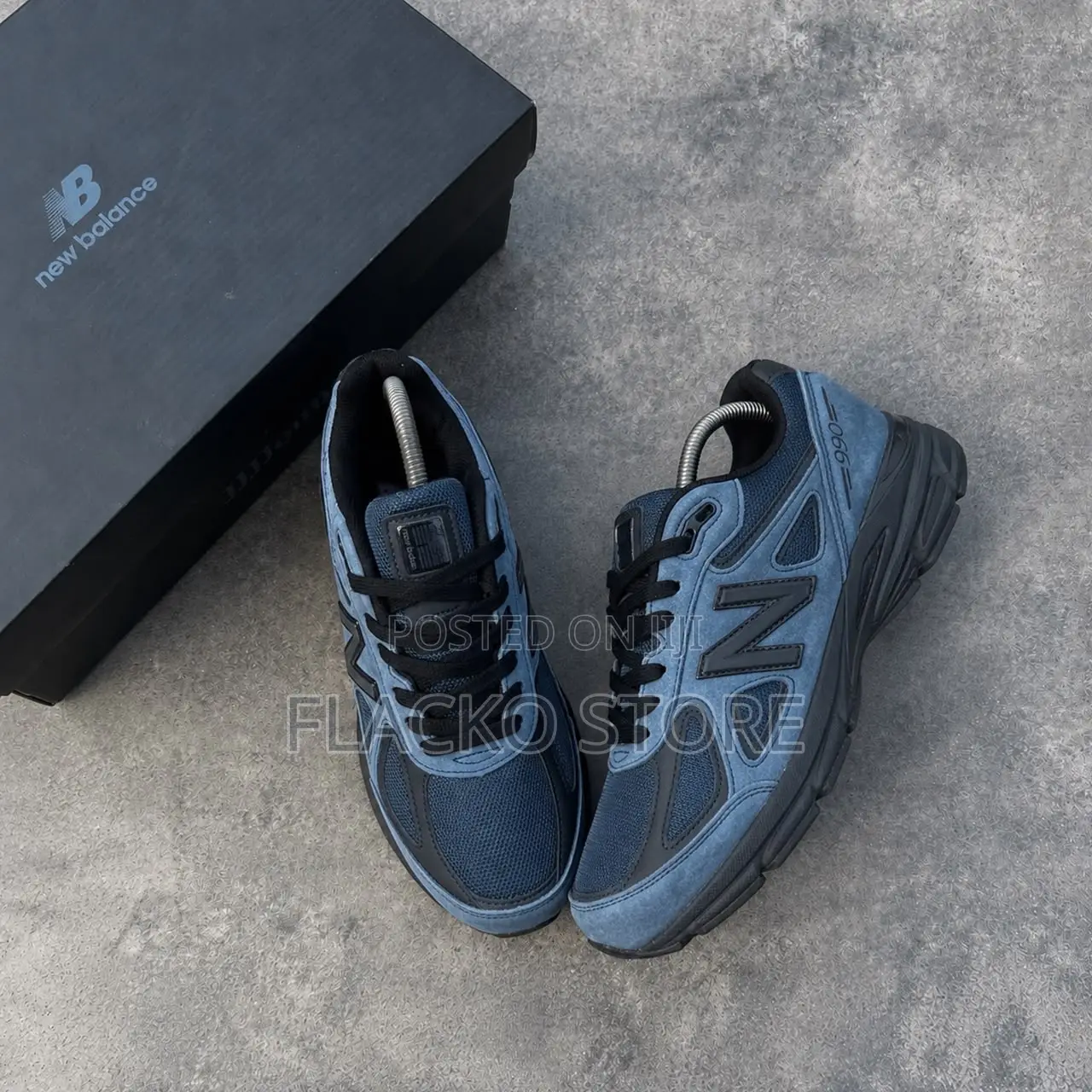 Original Jjjjound X New Balance 990v4 Navy Blue Sneakers