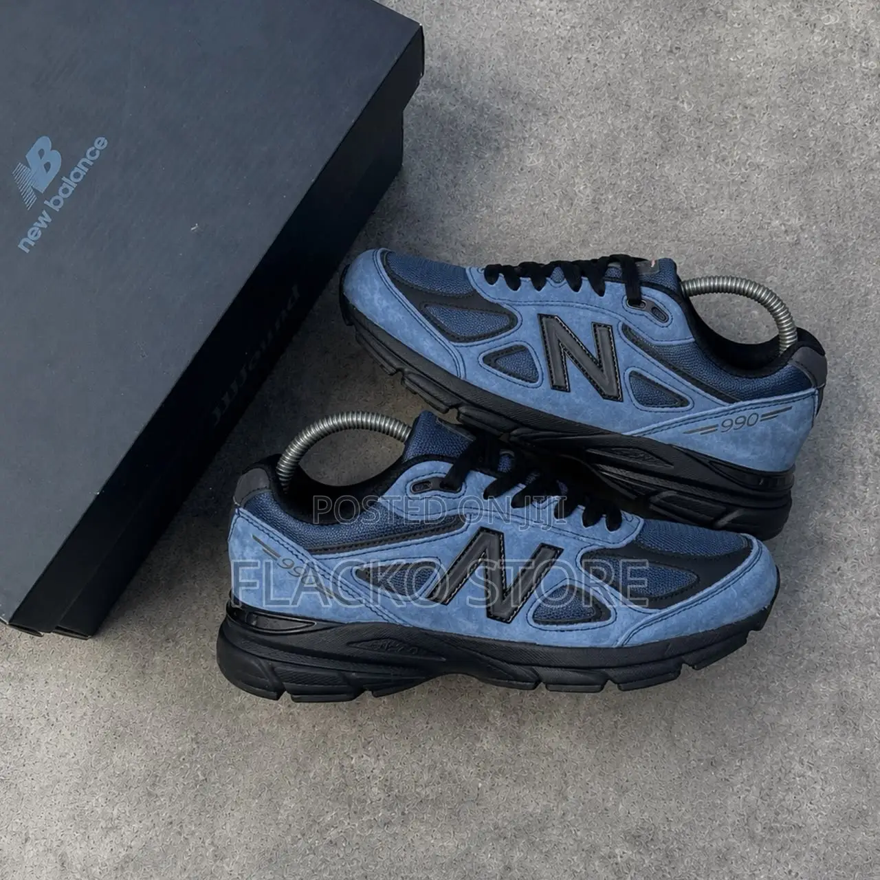 Original Jjjjound X New Balance 990v4 Navy Blue Sneakers