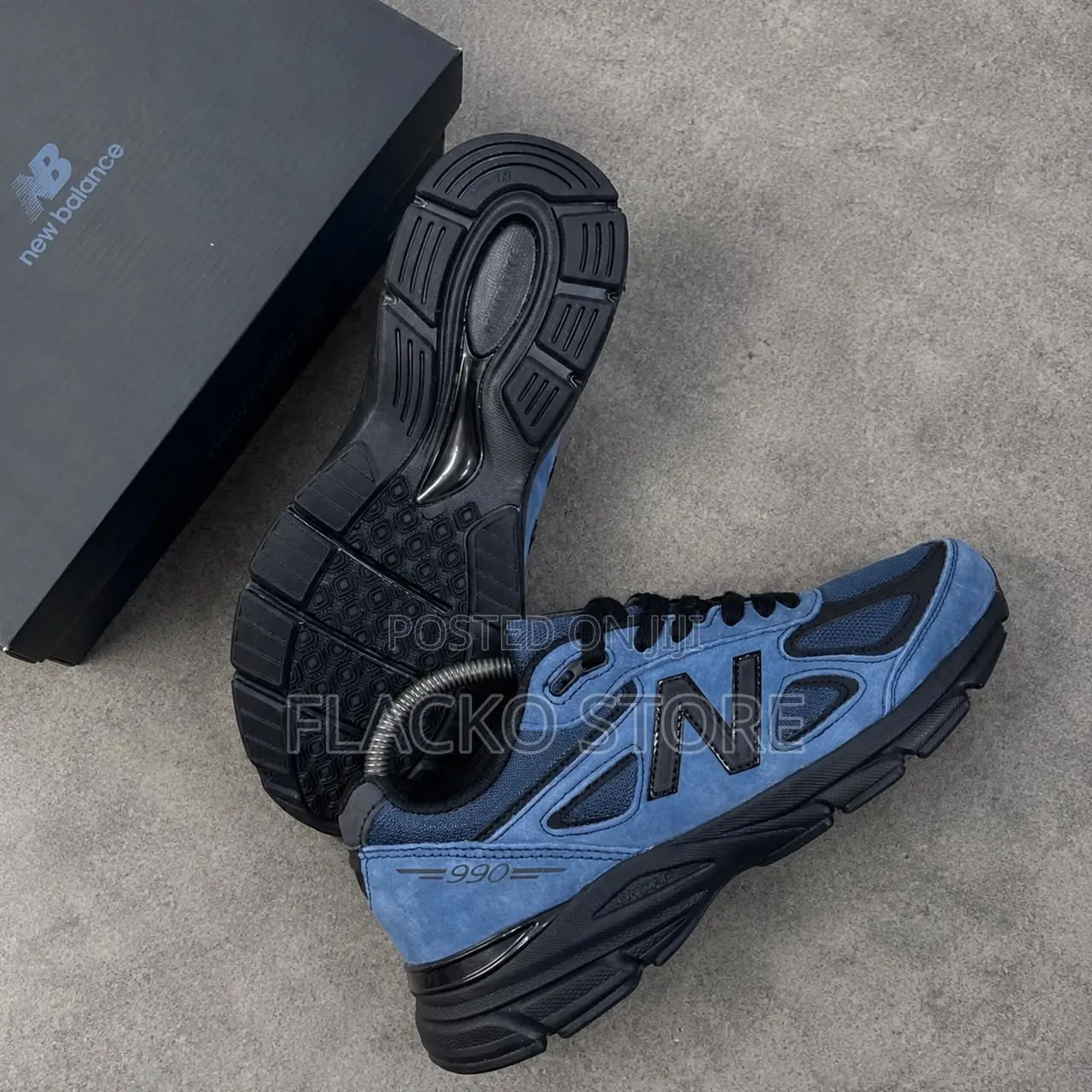 Original Jjjjound X New Balance 990v4 Navy Blue Sneakers