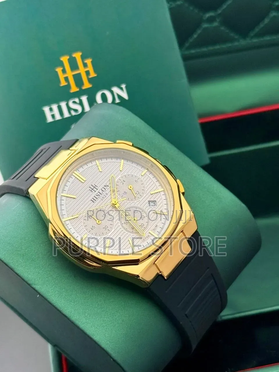Hislon Chronograph Watches Rubber Strap