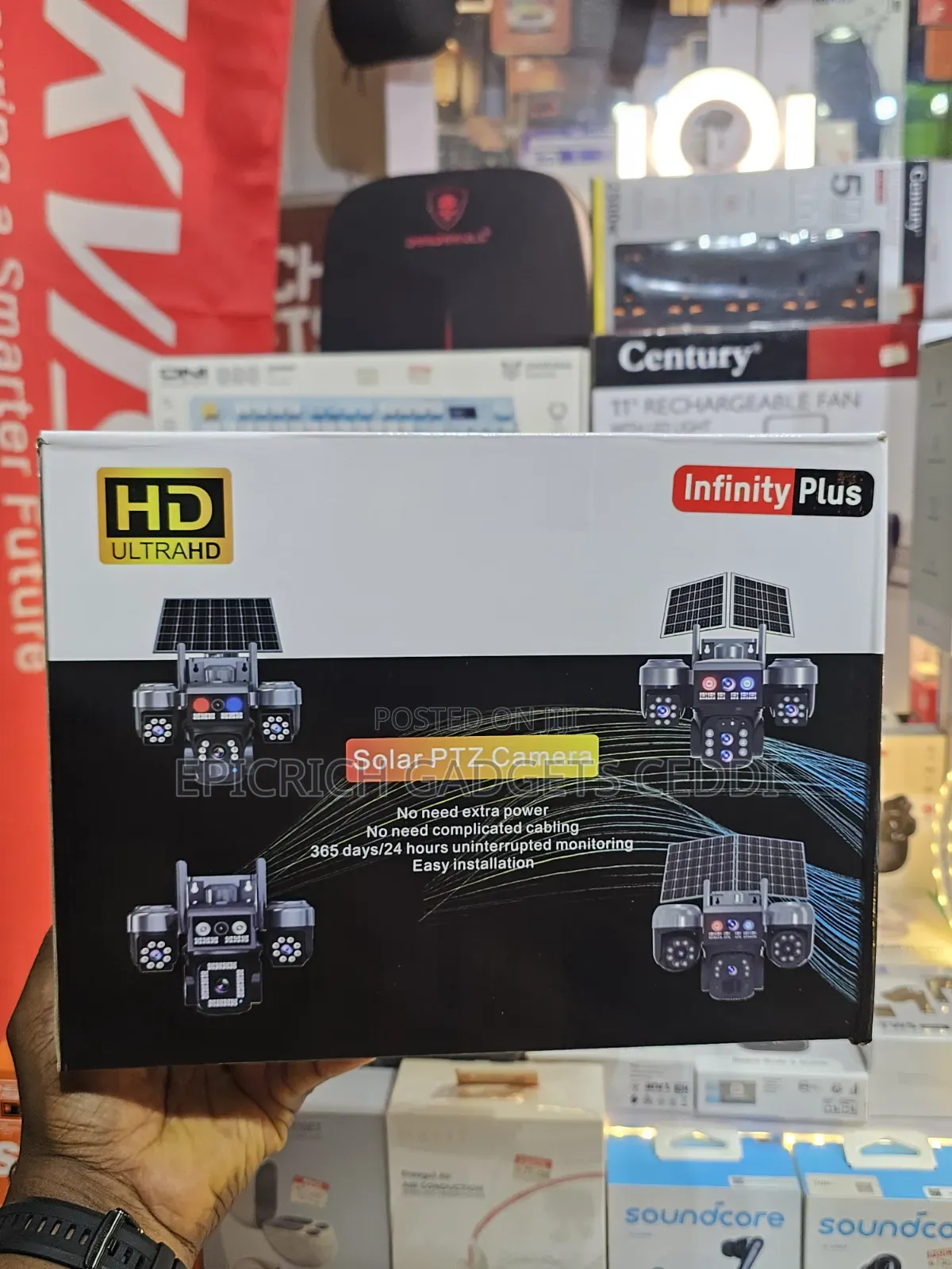 Triple Lense Solar PTZ CCTV Camera V380Pro