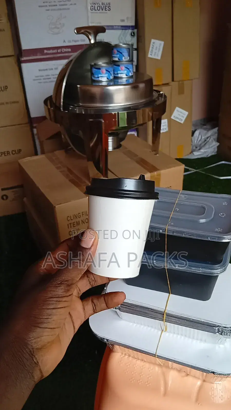 White Disposable Paper Cups With Lids 20 X 50pcs
