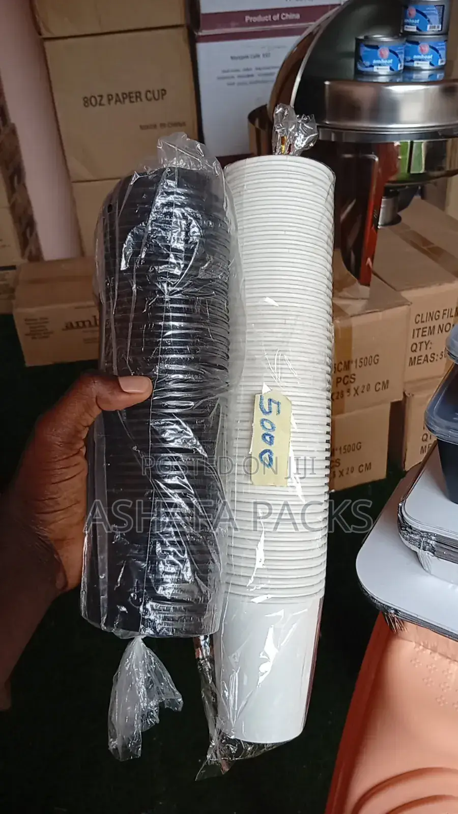 White Disposable Paper Cups With Lids 20 X 50pcs