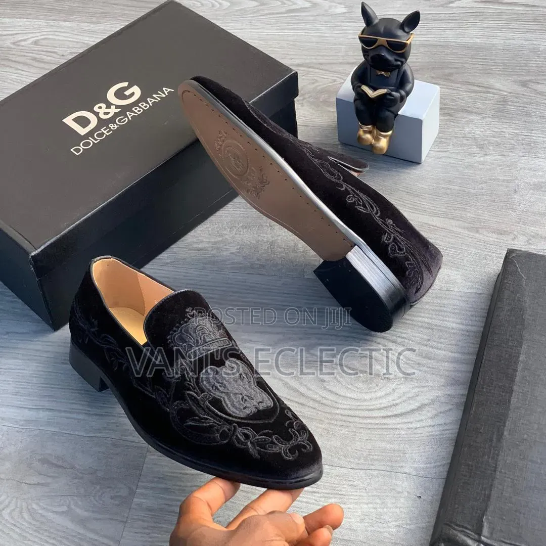 Dolce Gabbana Embroidered Velvet Loafers