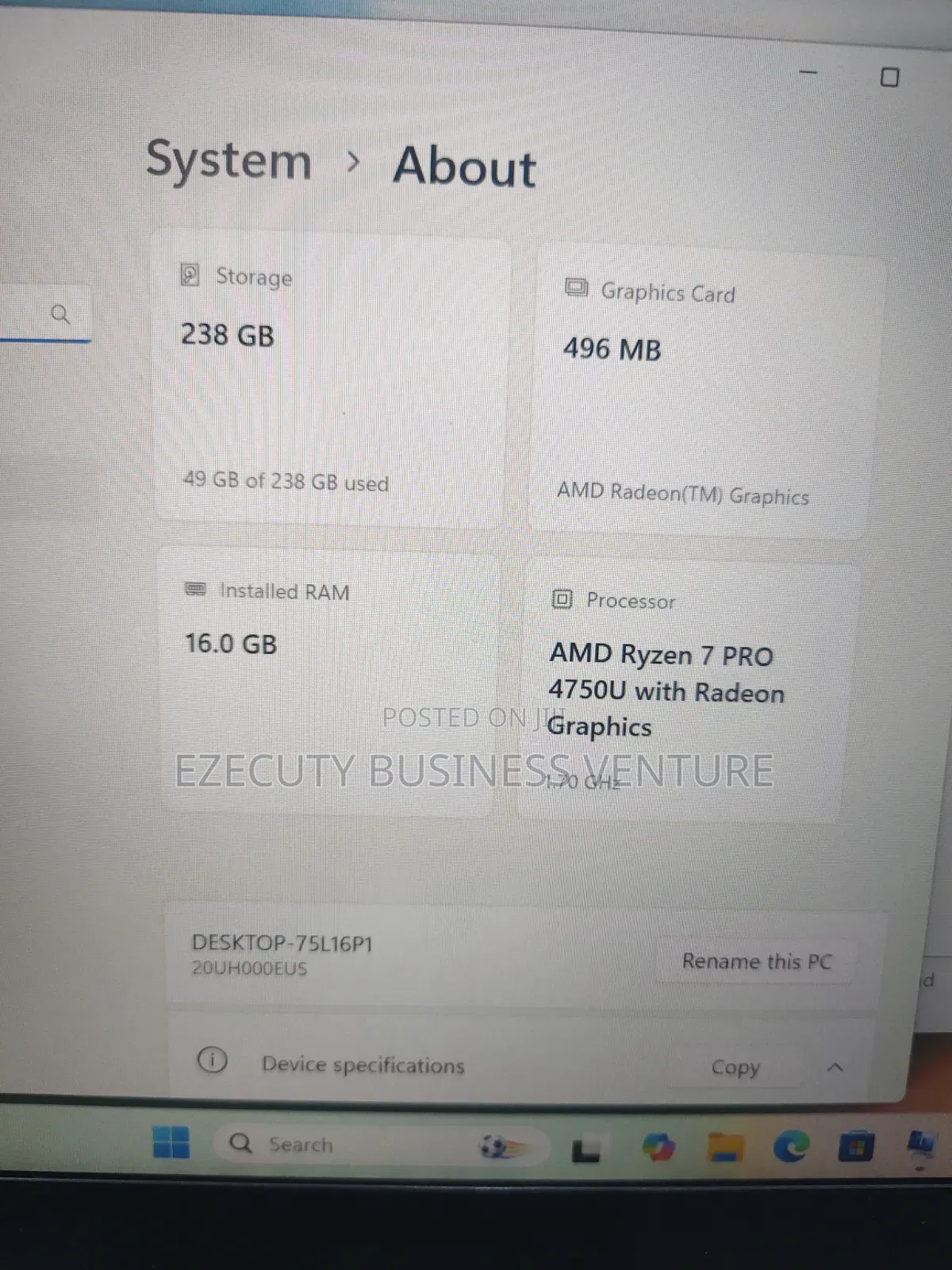 Laptop Lenovo ThinkPad T14s Gen 1 16GB AMD Ryzen 7 SSD 256GB