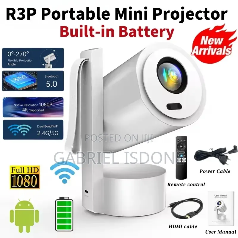 Rechargeable Projector 5000 Lumens Outdoor Projector. 500mah