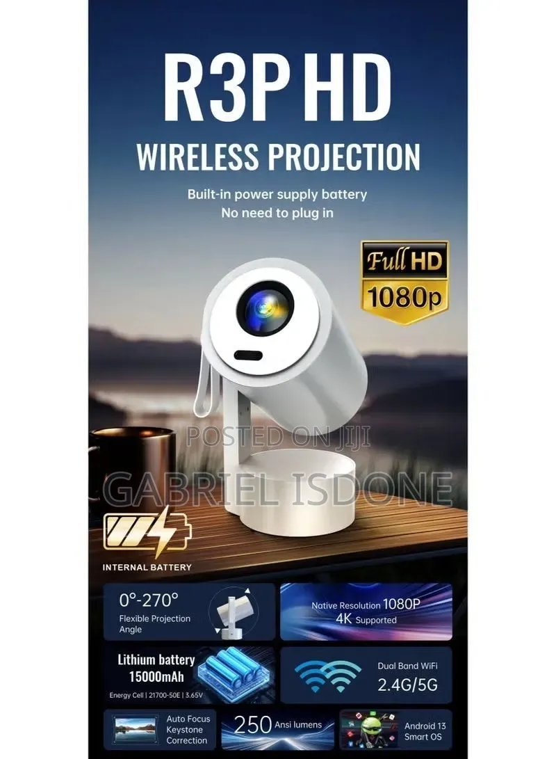 Rechargeable Projector 5000 Lumens Outdoor Projector. 500mah