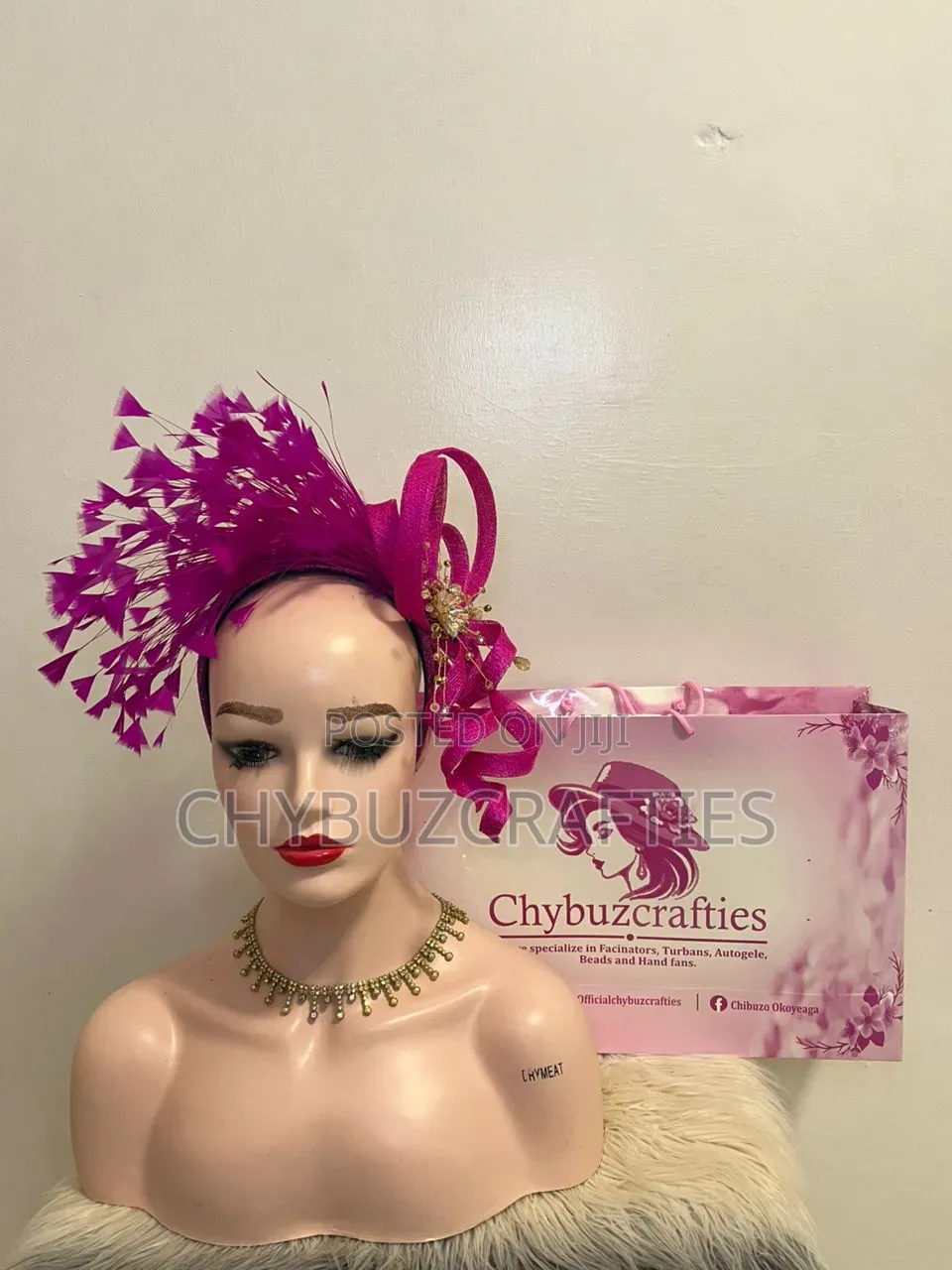 Pink Color Feather Facinator