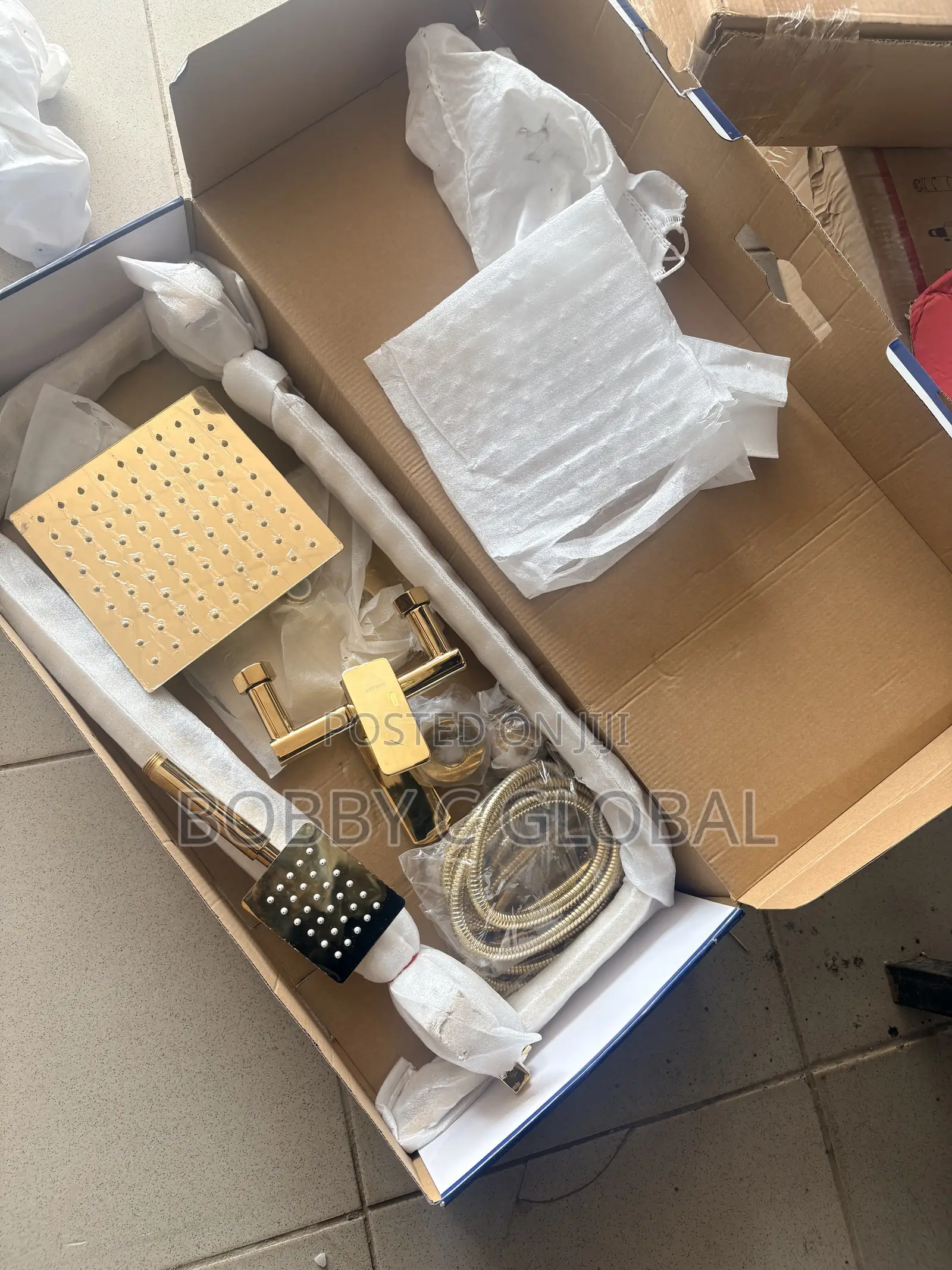 Square Gold Rain Shower Set