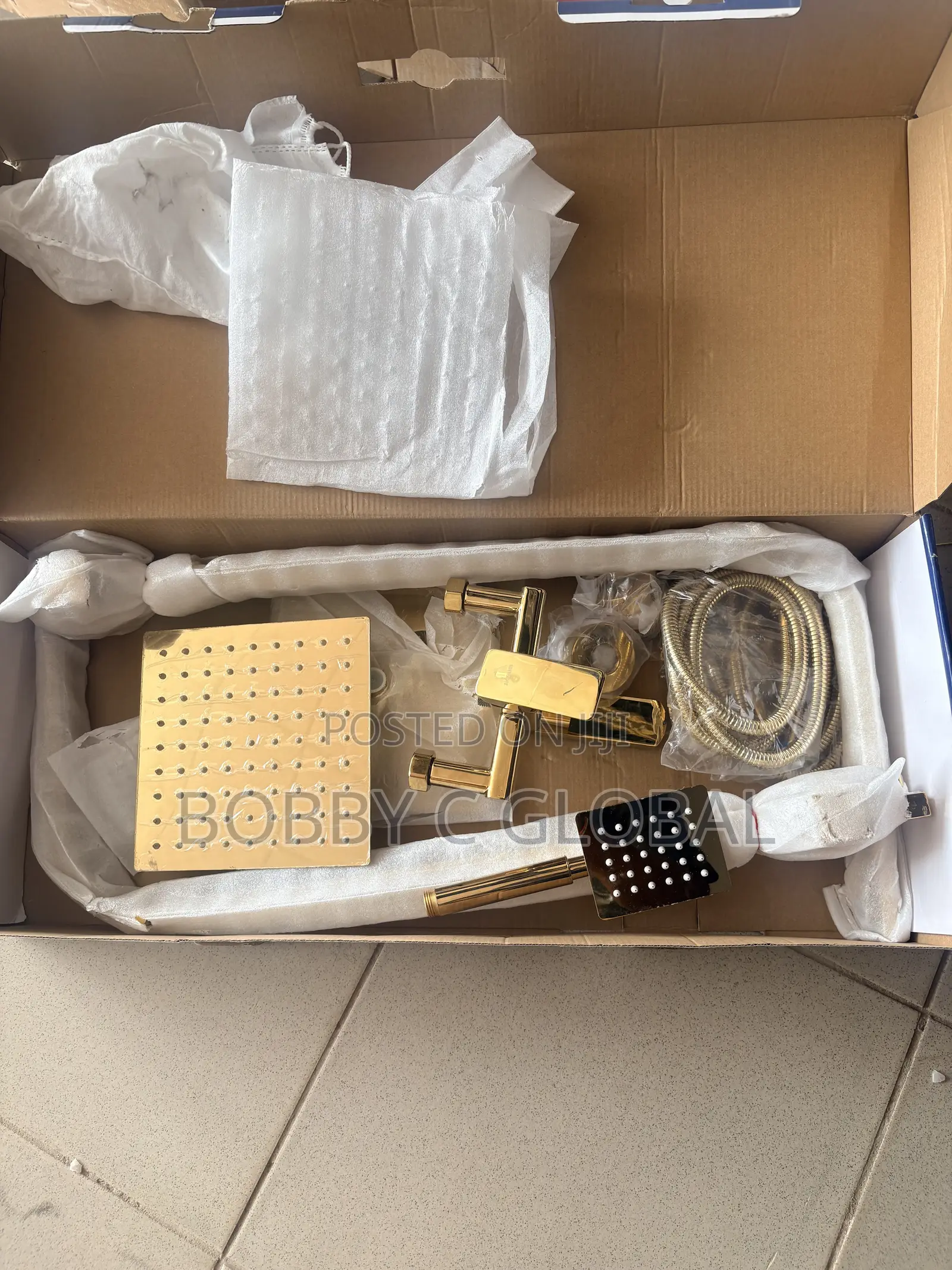 Square Gold Rain Shower Set
