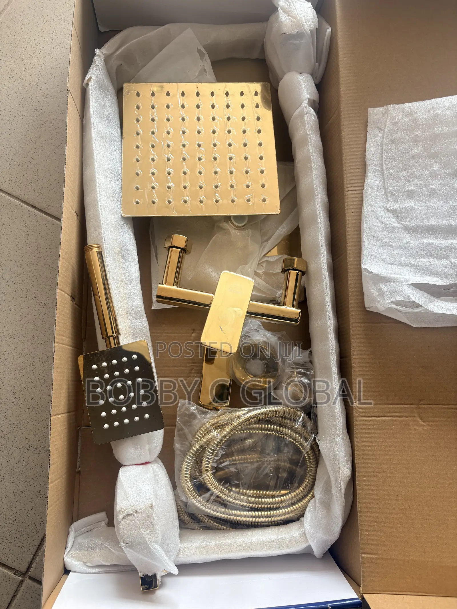 Square Gold Rain Shower Set