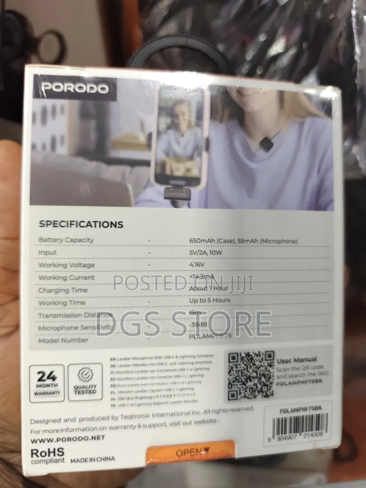 Porodo Orion Lavalier Microphone USB C Lightning Connector