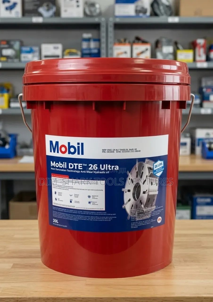 20-Liter Pail of Mobil DTE 26 Ultra Anti-Wear Hydraulic Oil.