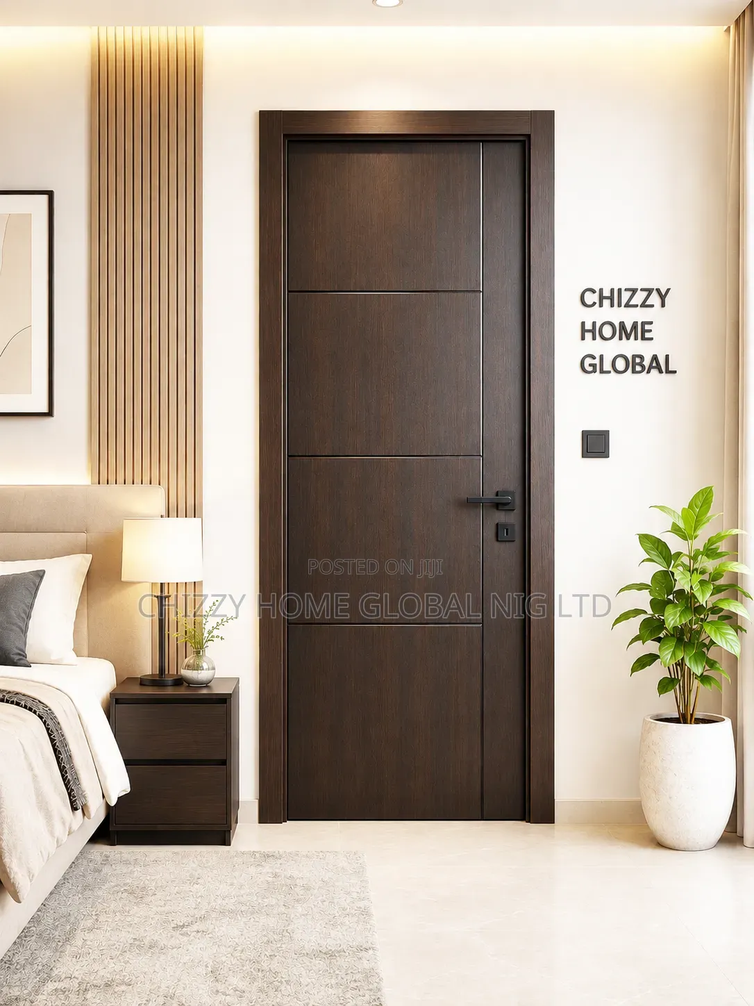 High-Quality Imported HDF Wooden Security Door - 7ft by 3ft