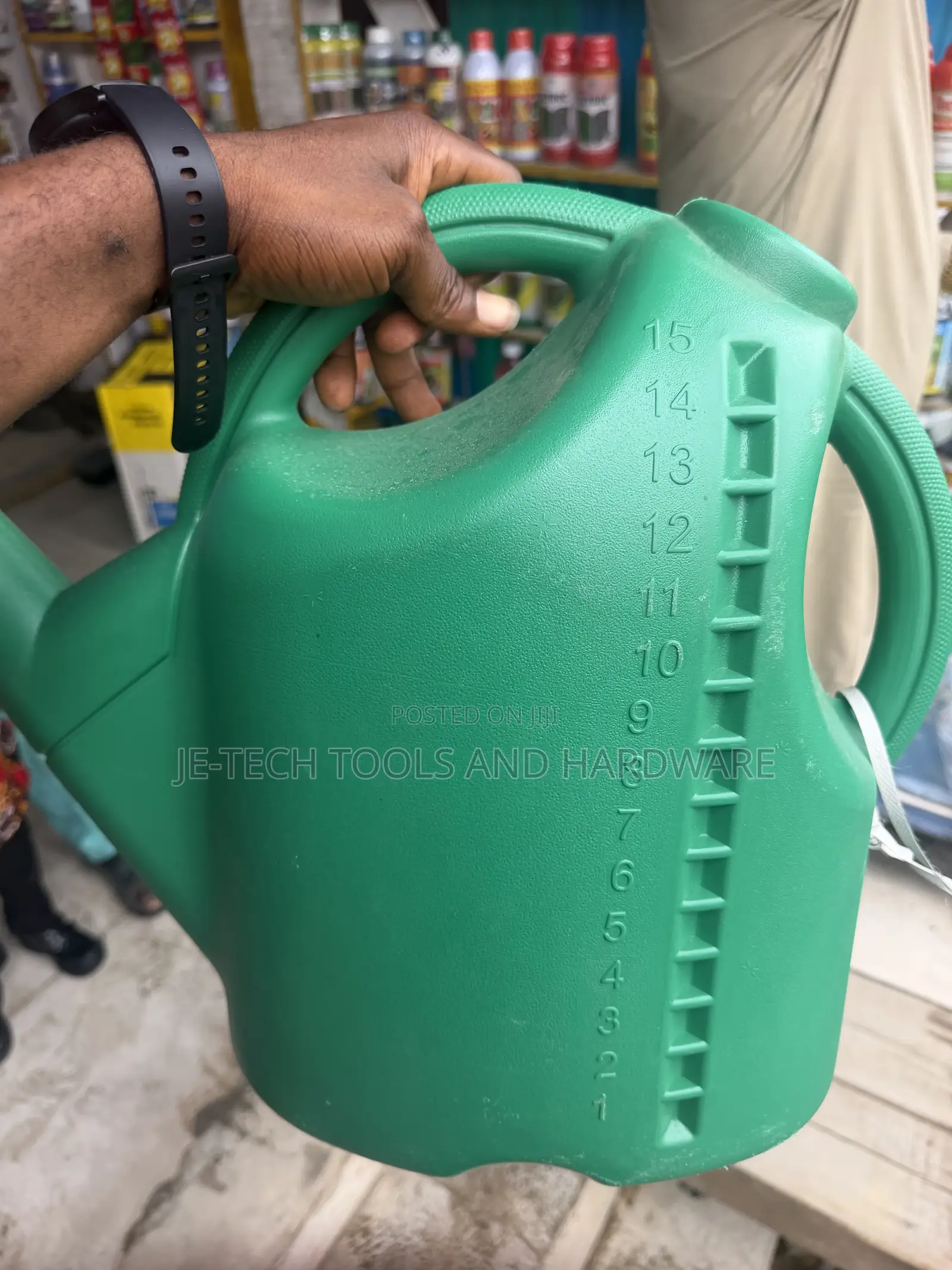 15-Liter Plastic Watering Can Green Color