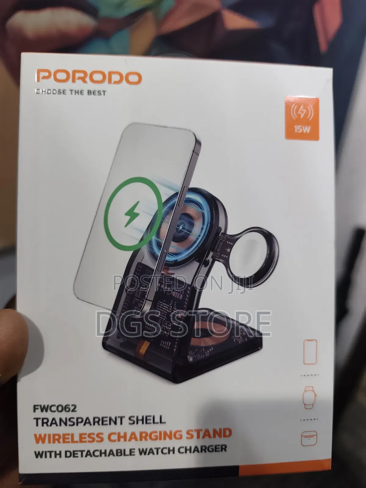 Porodo Fwc062 Transparent Shell Wireless Charging Stand Withdetachable