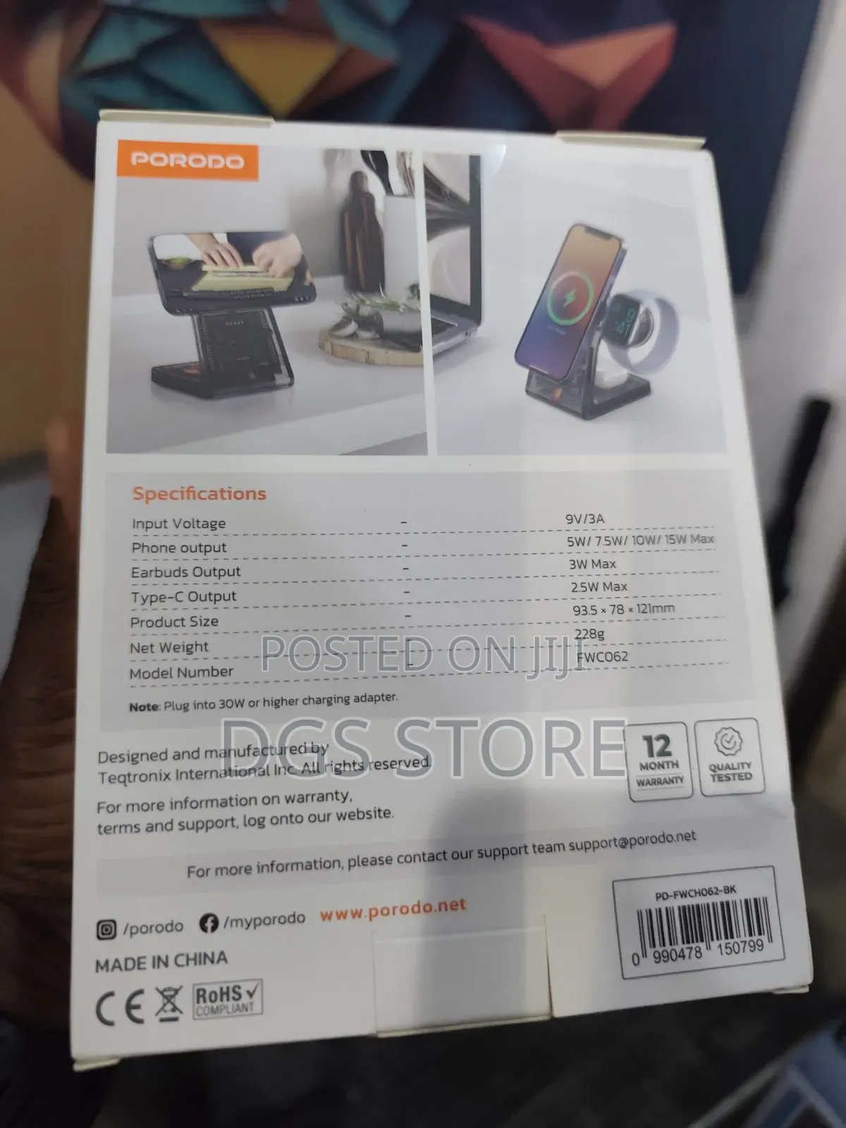 Porodo Fwc062 Transparent Shell Wireless Charging Stand Withdetachable
