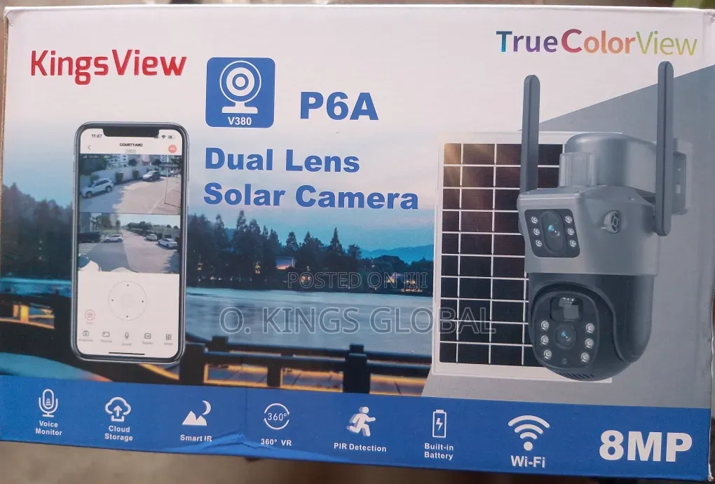 Wi-Fi V380 Dual Lens 8mp Solar Powered CCTV