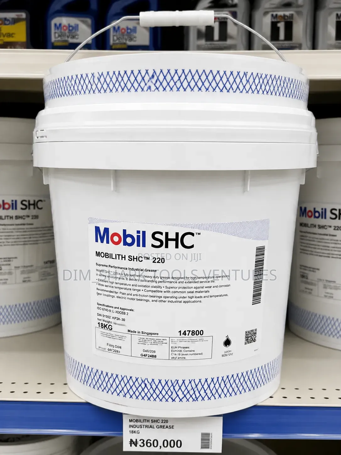 18KG Pail of Mobil Mobilith SHC 220 Synthetic Industrial Grease