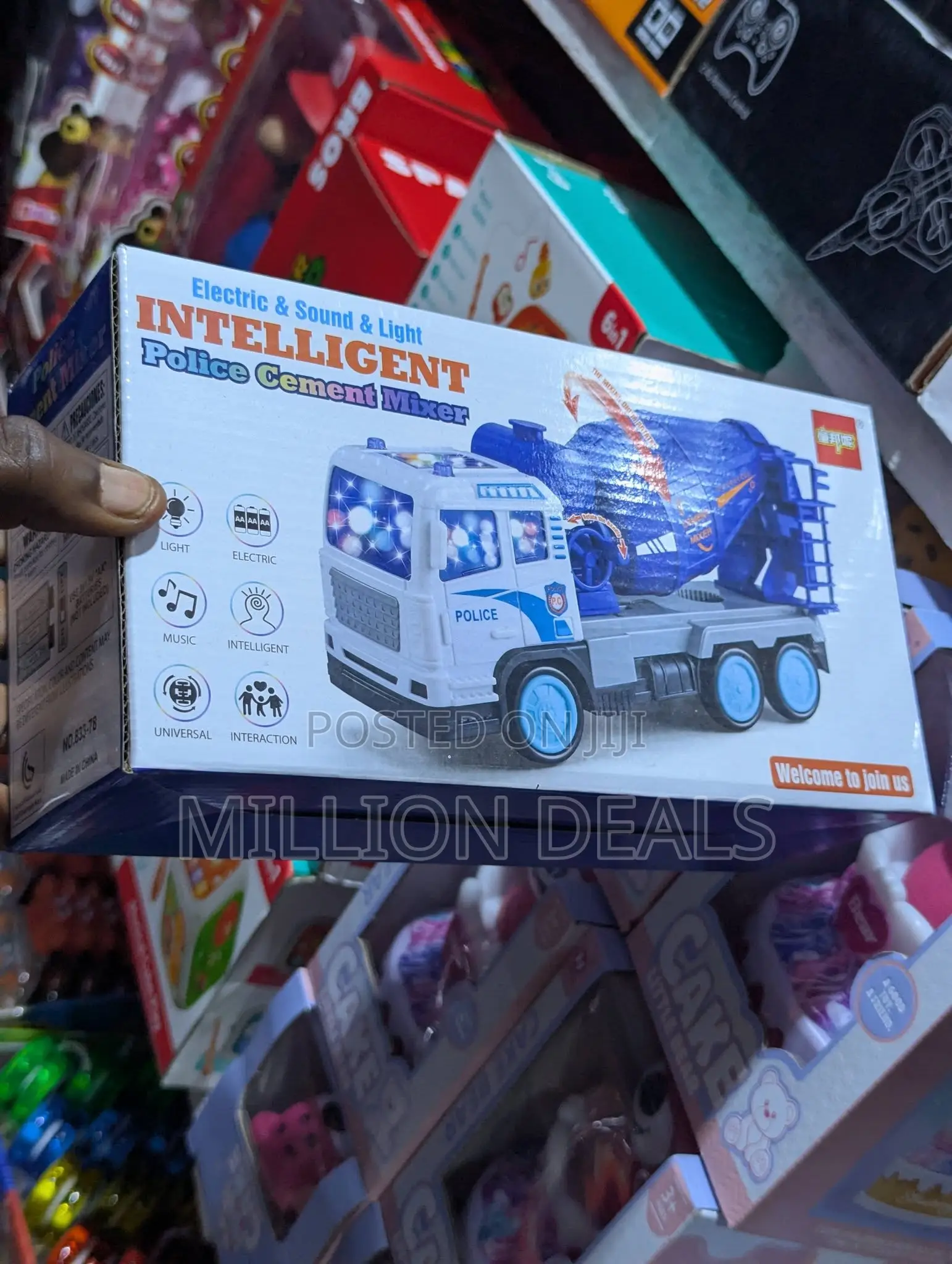 Electric and Sound Light Police Cement Mixer Kids Toy Ages 3+